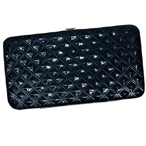Black Quilted Look Clutch Wallet Evening Bag‎ Minimalist Coin Purse Card Holder